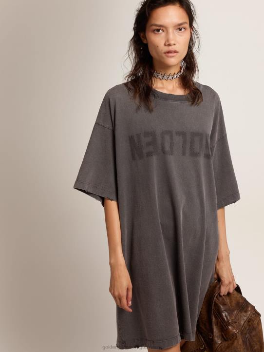 mujer vestido camiseta de la colección en gris antracita con tratamiento envejecidoGolden Goose 02H6945