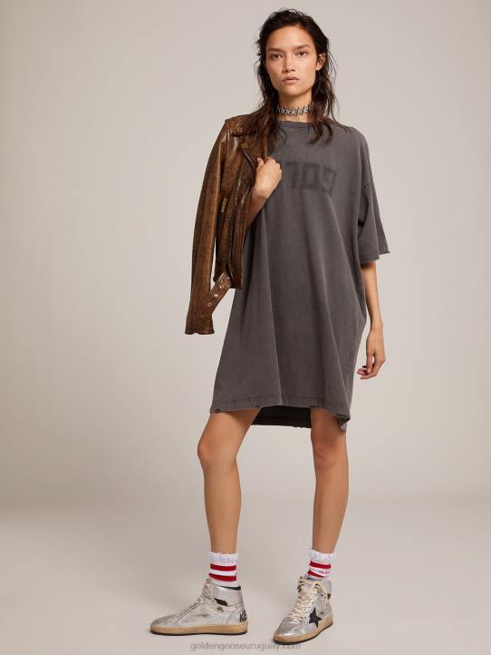 mujer vestido camiseta de la colección en gris antracita con tratamiento envejecidoGolden Goose 02H6945