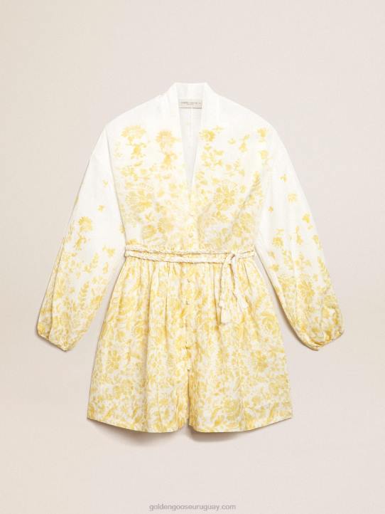 mujer Vestido mini resort collection de lino con estampado amarillo limónGolden Goose 02H61006