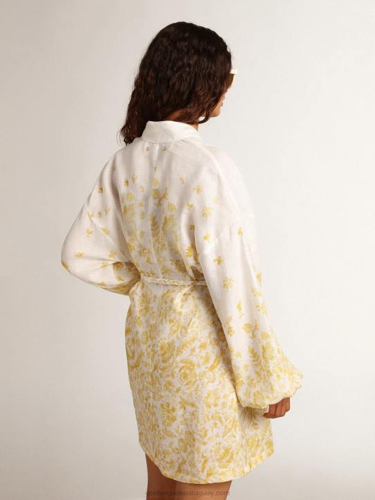 mujer Vestido mini resort collection de lino con estampado amarillo limónGolden Goose 02H61006
