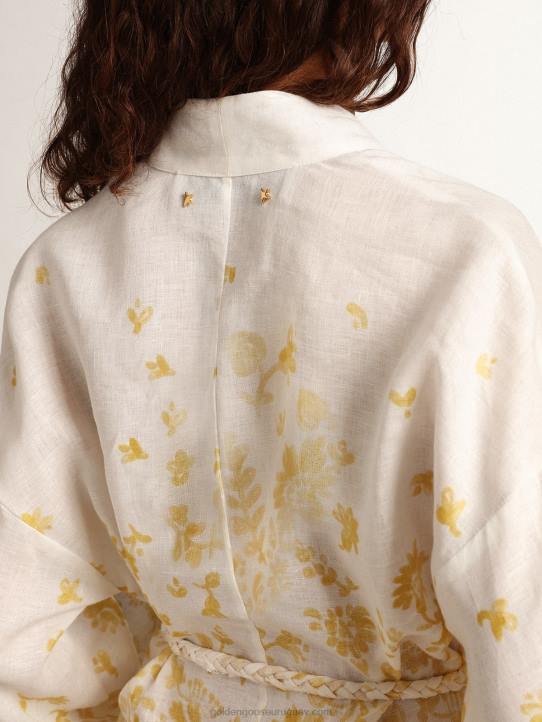 mujer Vestido mini resort collection de lino con estampado amarillo limónGolden Goose 02H61006
