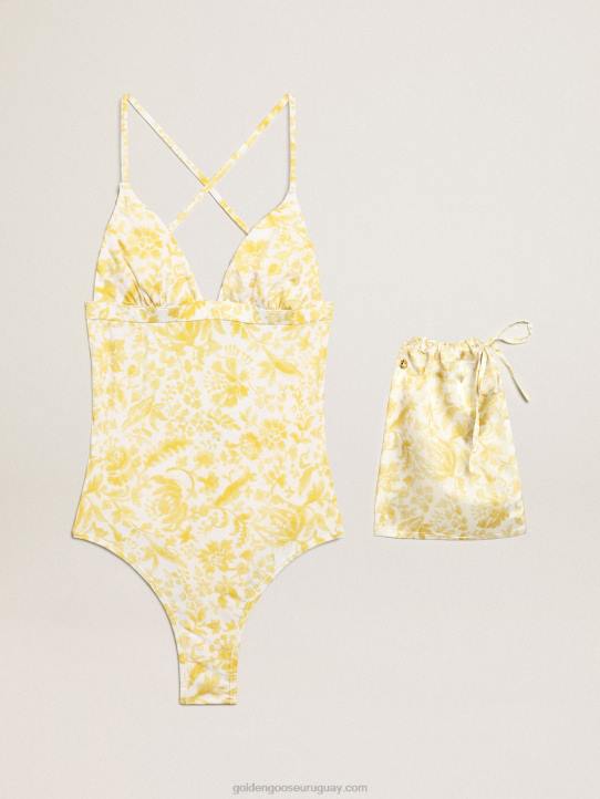 mujer bañador de una pieza con estampado amarillo limón de la colección resortGolden Goose 02H61025