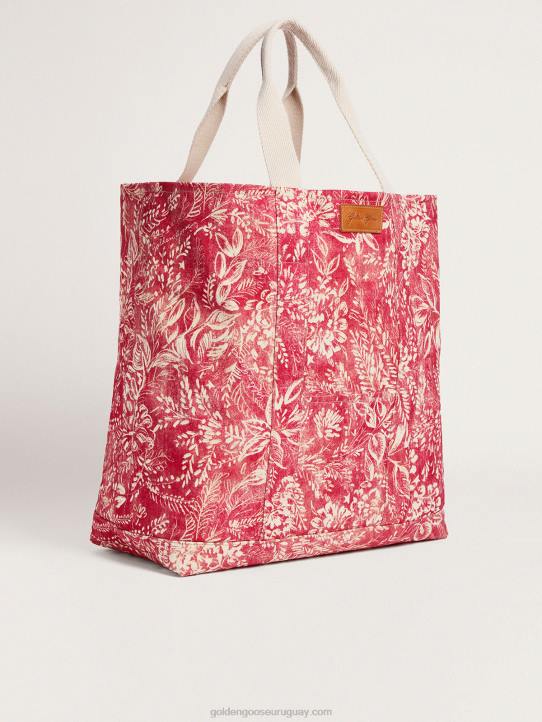 mujer Bolso ocean de lona de la colección cápsula golden resort en rojo vintage con detalles en contraste 02H6456