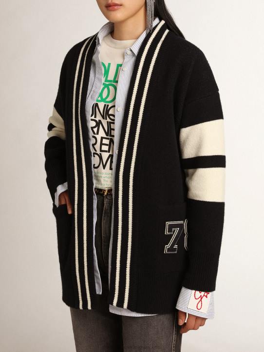 mujer Cárdigan azul de la colección Journey con cinturón en la cintura.Golden Goose 02H6985