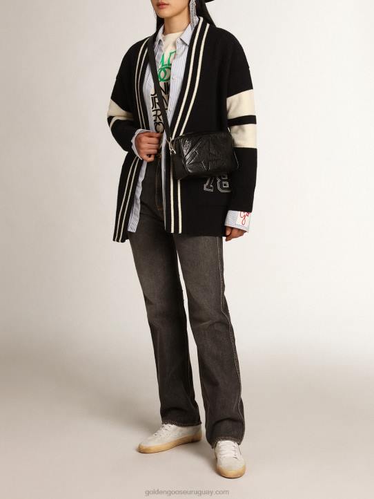 mujer Cárdigan azul de la colección Journey con cinturón en la cintura.Golden Goose 02H6985