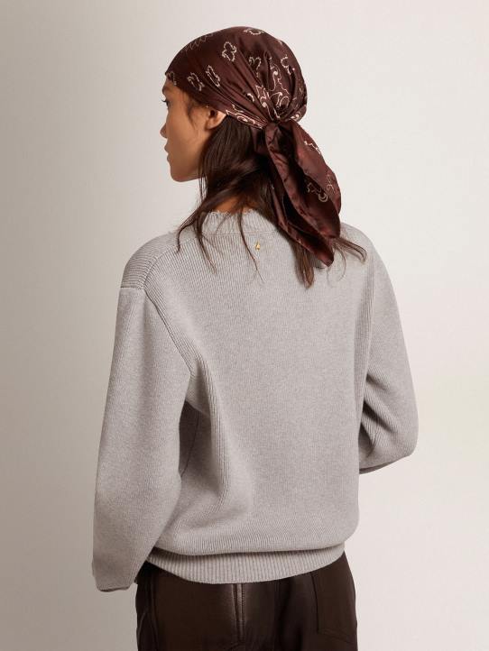 mujer Jersey de cuello redondo de algodón gris con tratamiento desgastadoGolden Goose 02H6928