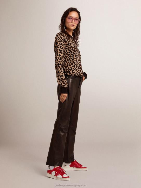 mujer Jersey de cuello redondo de lana con estampado animal jacquardGolden Goose 02H61026