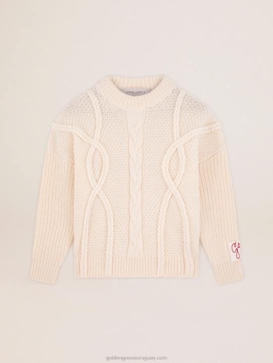 mujer Jersey de cuello redondo de lana con motivo trenzadoGolden Goose 02H61029