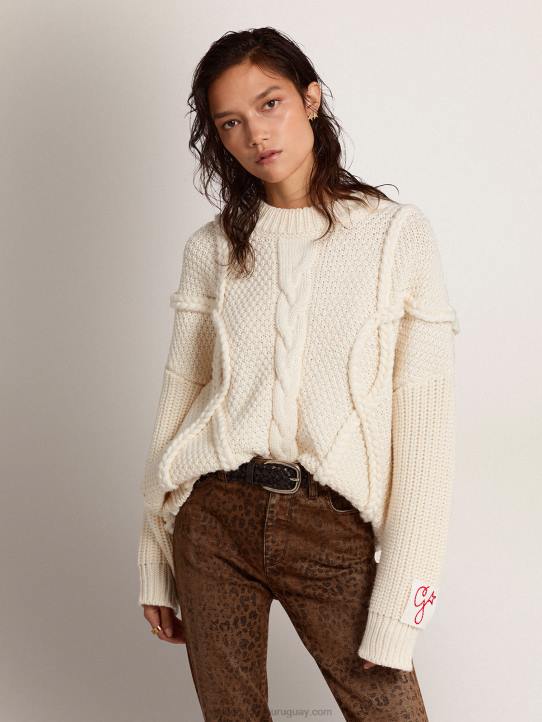 mujer Jersey de cuello redondo de lana con motivo trenzadoGolden Goose 02H61029