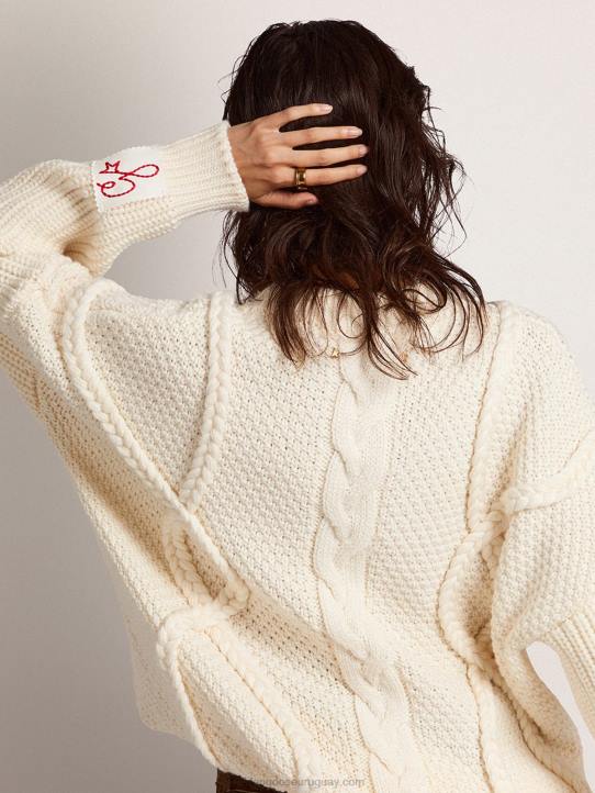 mujer Jersey de cuello redondo de lana con motivo trenzadoGolden Goose 02H61029