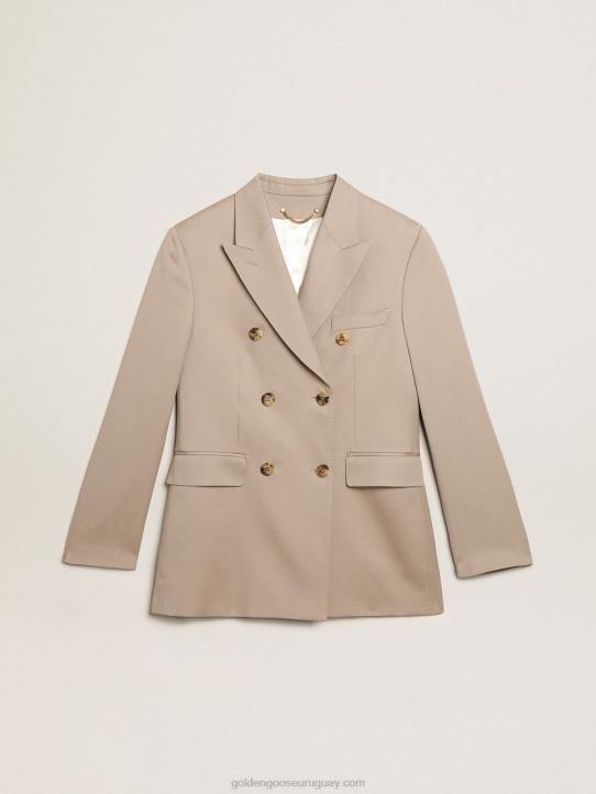 mujer americana cruzada de gabardina de lana beige claroGolden Goose 02H6915