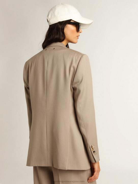 mujer americana cruzada de gabardina de lana beige claroGolden Goose 02H6915