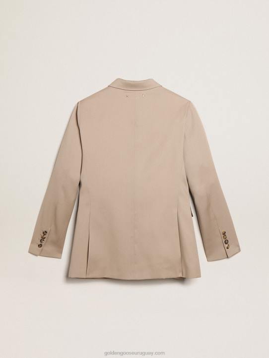 mujer americana cruzada de gabardina de lana beige claroGolden Goose 02H6915