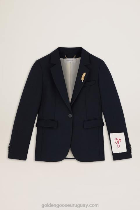 mujer americana de botonadura sencilla de gabardina de lana azul oscuroGolden Goose 02H61064