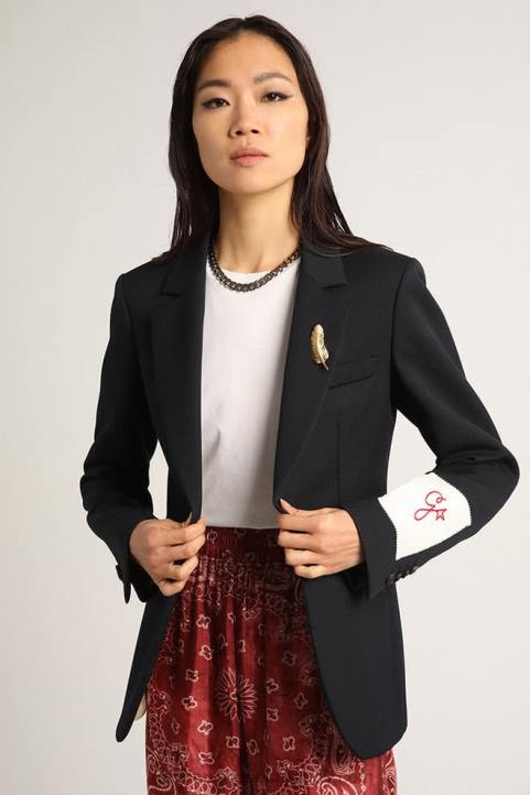 mujer americana de botonadura sencilla de gabardina de lana azul oscuroGolden Goose 02H61064