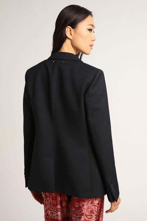 mujer americana de botonadura sencilla de gabardina de lana azul oscuroGolden Goose 02H61064