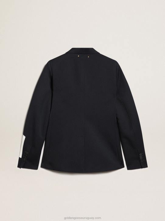 mujer americana de botonadura sencilla de gabardina de lana azul oscuroGolden Goose 02H61064