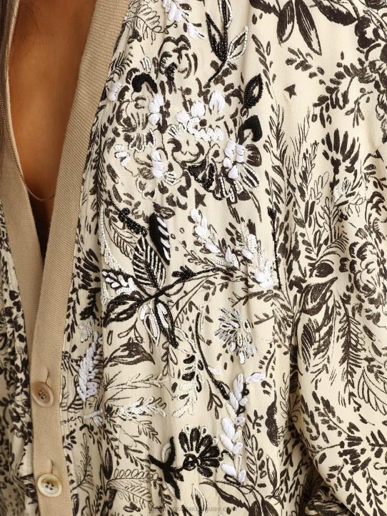 mujer cárdigan de viscosa blanca con estampado de toile de jouy y bordadoGolden Goose 02H61047
