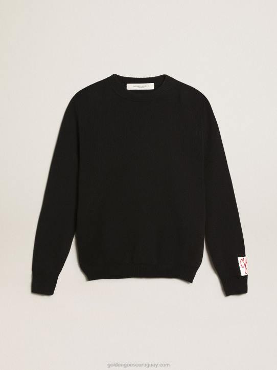 mujer jersey de cuello redondo de algodón azul oscuro con logo en la espaldaGolden Goose 02H61056