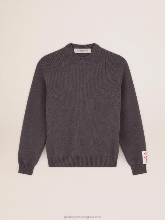 mujer jersey de cuello redondo de algodón gris oscuro con logo en la espaldaGolden Goose 02H6930