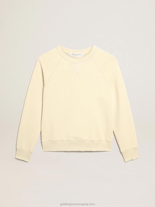 mujer sudadera color mazapán con letras en la espaldaGolden Goose 02H6923