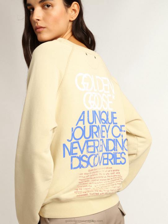 mujer sudadera color mazapán con letras en la espaldaGolden Goose 02H6923