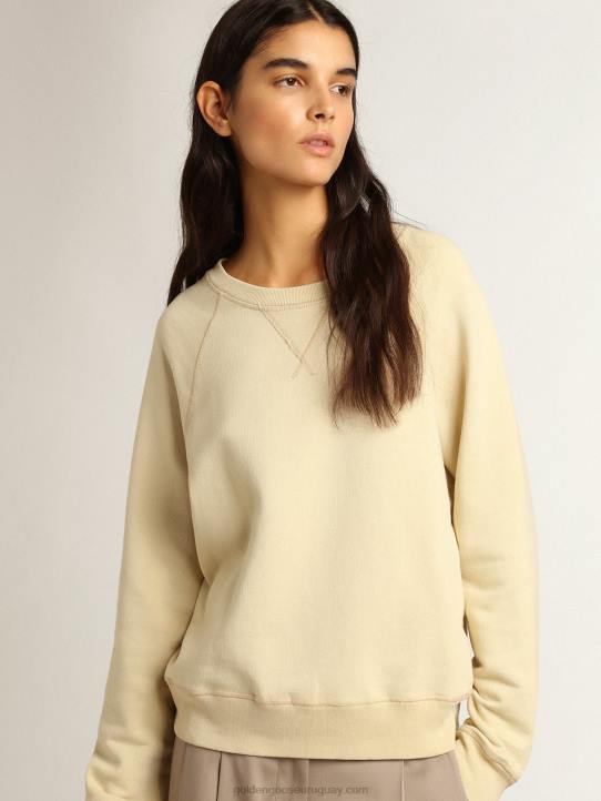 mujer sudadera color mazapán con letras en la espaldaGolden Goose 02H6923