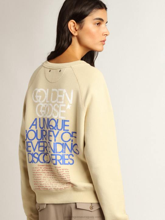 mujer sudadera color mazapán con letras en la espaldaGolden Goose 02H6923
