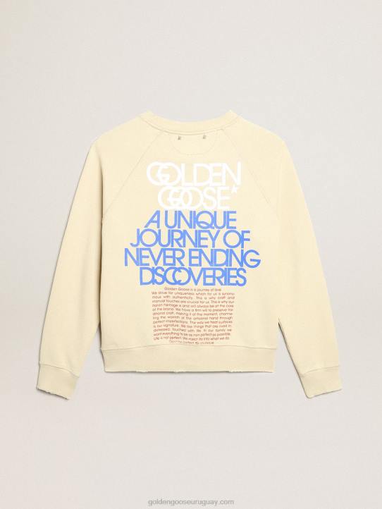 mujer sudadera color mazapán con letras en la espaldaGolden Goose 02H6923