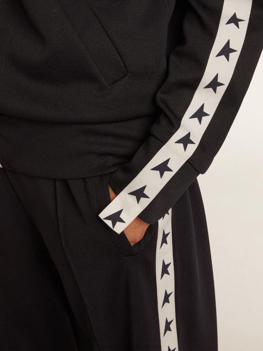 mujer sudadera con cremallera azul oscuro con franja blanca y estrellas en contrasteGolden Goose 02H6917