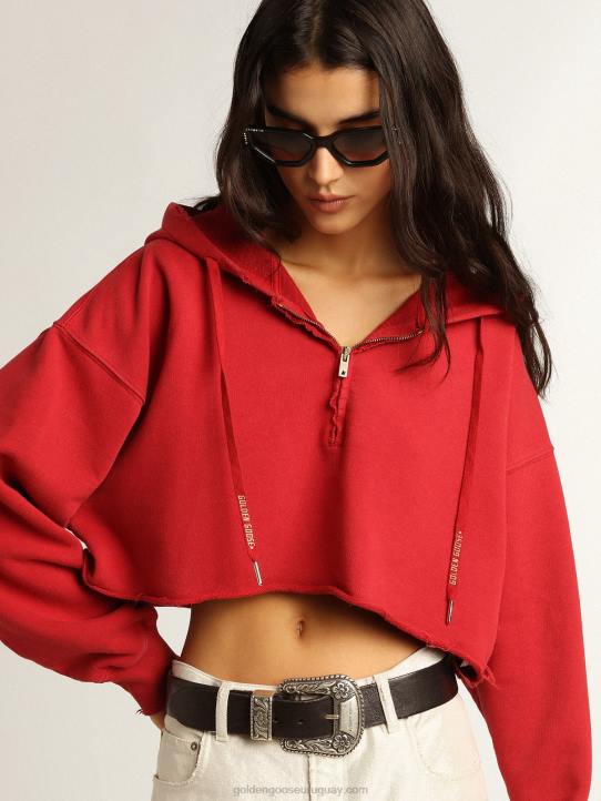 mujer sudadera corta con capucha en rojoGolden Goose 02H6979