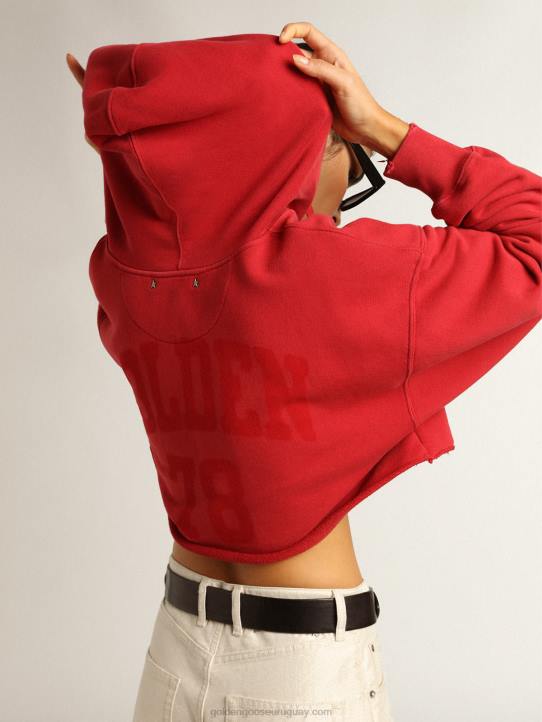 mujer sudadera corta con capucha en rojoGolden Goose 02H6979