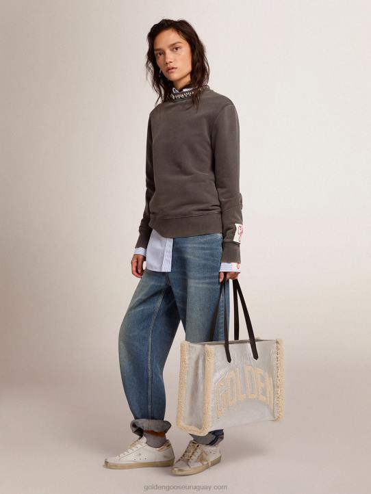 mujer sudadera de la colección gris antracita con cristales cabujónGolden Goose 02H6956