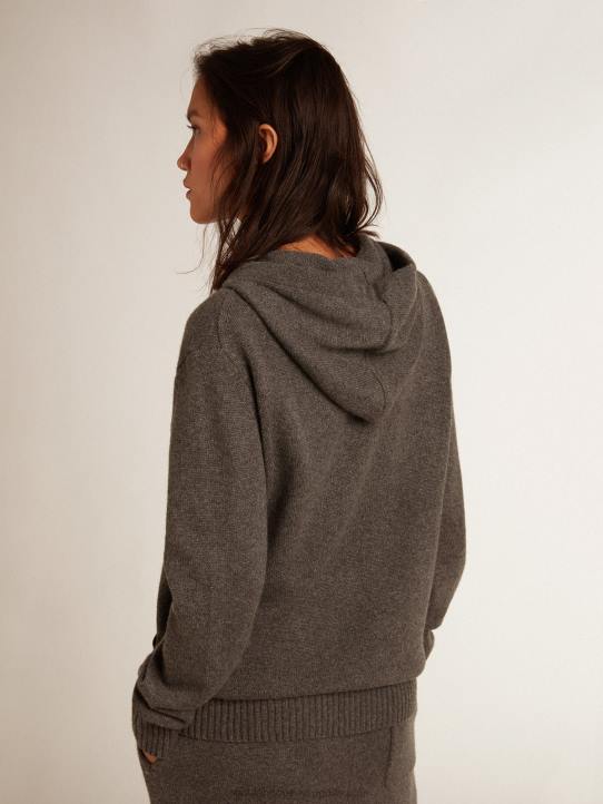 mujer sudadera de mezcla de cachemir gris con capuchaGolden Goose 02H6988