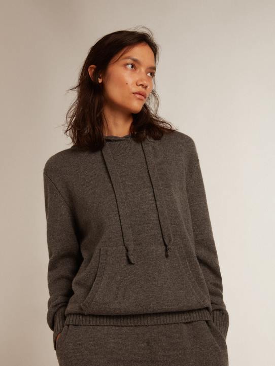 mujer sudadera de mezcla de cachemir gris con capuchaGolden Goose 02H6988