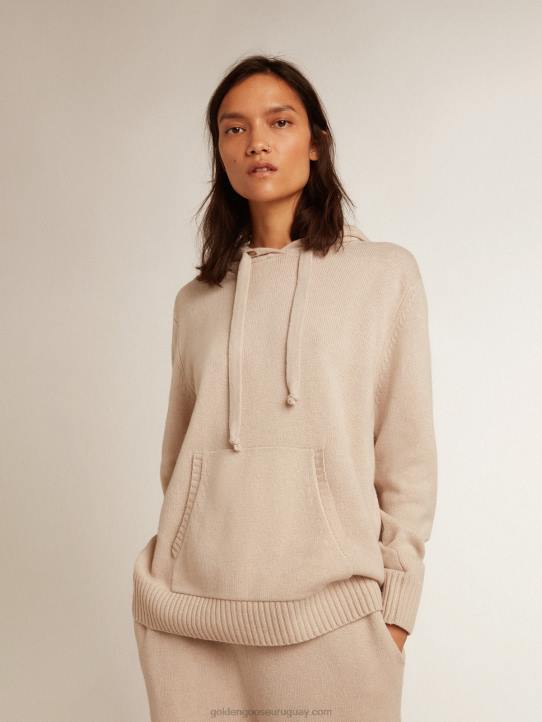 mujer sudadera de mezcla de cachemira blanca con capuchaGolden Goose 02H6983