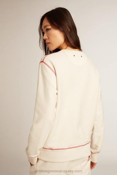 mujer sudadera heritage blanca con logo cnyGolden Goose 02H6981