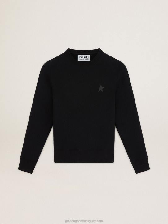mujer sudadera negra de la colección athena star con estrella tono sobre tono en la parte delanteraGolden Goose 02H61030