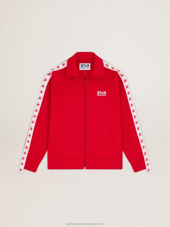 mujer sudadera roja con cremallera y estrellas rojas en contrasteGolden Goose 02H6954