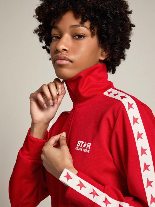 mujer sudadera roja con cremallera y estrellas rojas en contrasteGolden Goose 02H6954