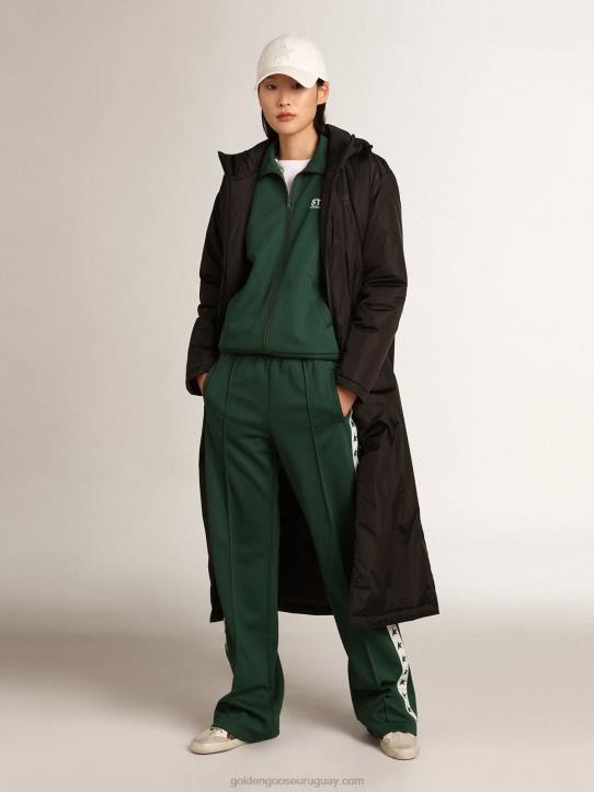 mujer sudadera verde con cremallera y franja blanca con estrellas a contrasteGolden Goose 02H6967