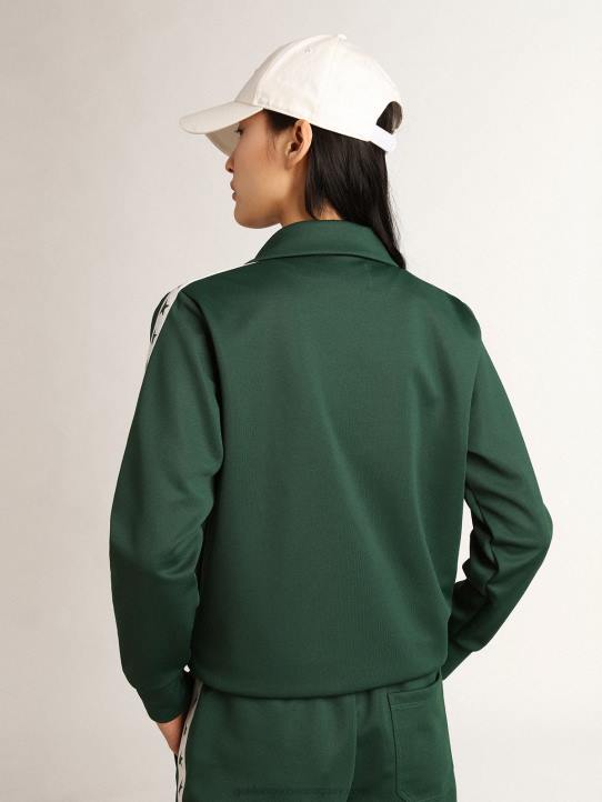 mujer sudadera verde con cremallera y franja blanca con estrellas a contrasteGolden Goose 02H6967
