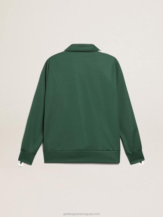 mujer sudadera verde con cremallera y franja blanca con estrellas a contrasteGolden Goose 02H6967