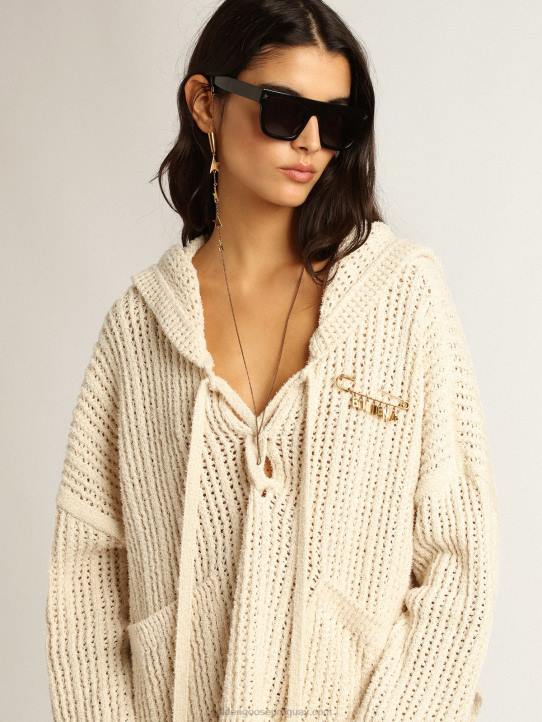 mujer top con capucha de algodón color papiroGolden Goose 02H61046