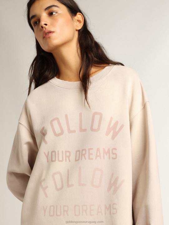 mujer vestido estilo sudadera rosa claro con acabado envejecidoGolden Goose 02H6968