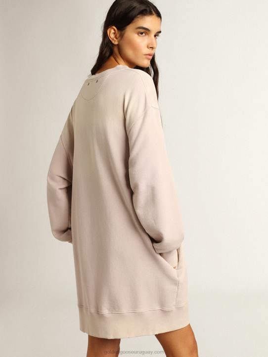 mujer vestido estilo sudadera rosa claro con acabado envejecidoGolden Goose 02H6968