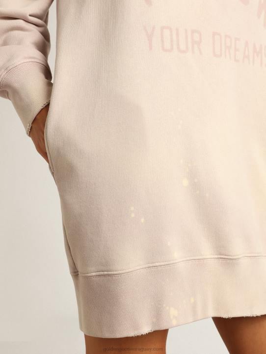 mujer vestido estilo sudadera rosa claro con acabado envejecidoGolden Goose 02H6968