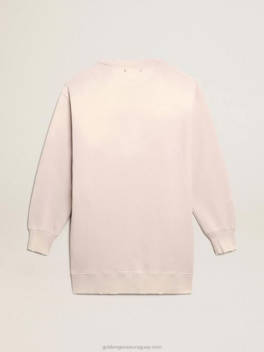 mujer vestido estilo sudadera rosa claro con acabado envejecidoGolden Goose 02H6968