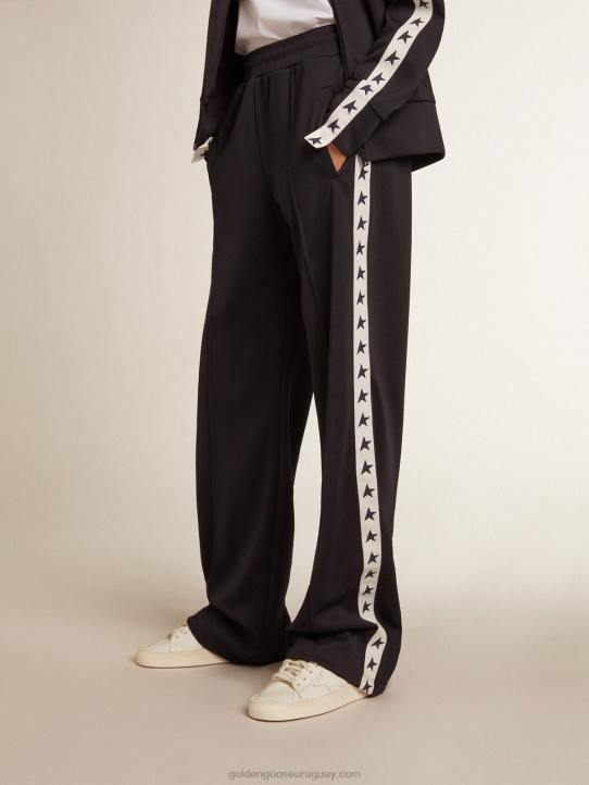 mujer Joggers azul oscuro con franja blanca y estrellas a contrasteGolden Goose 02H6922