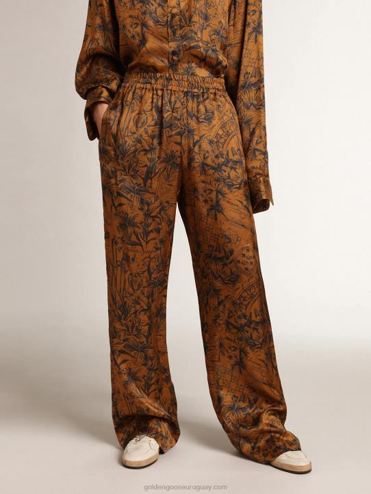 mujer Joggers en marrón dorado con estampado de libretas de la colección JourneyGolden Goose 02H6992
